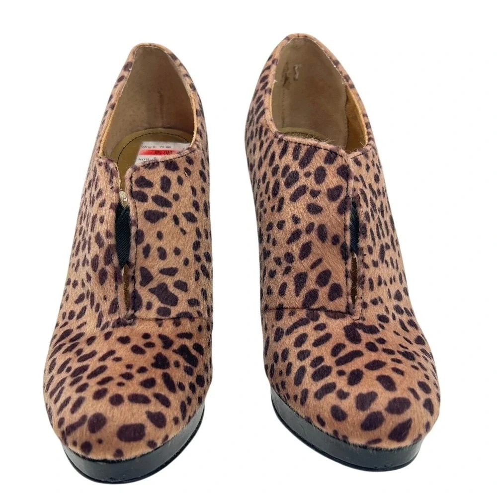 Style & Co Leopard Print Faux Calf Hair‎ Platform Stiletto Booties 8.5 Mob Wife